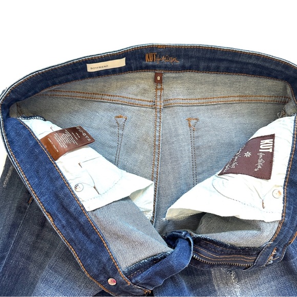 KUT FROM THE KLOTH BOYFRIEND DISTRESSED MID-RISE ROLL-UP STRAIGHT-LEG JEANS. Sz8 - Picture 9 of 13